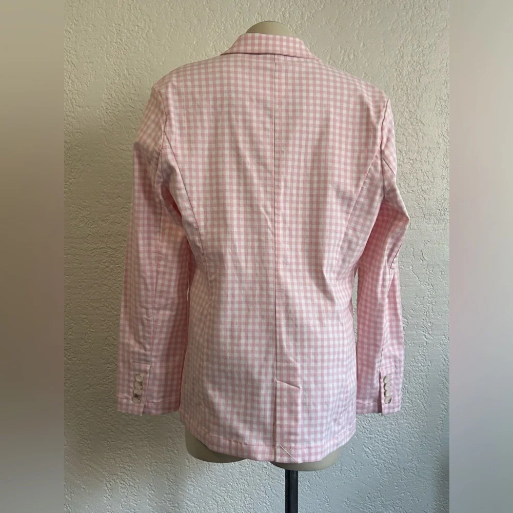 J. McLaughlin RESSIE white/ pink Gingham rayon blend jacket SZ 12 NWT